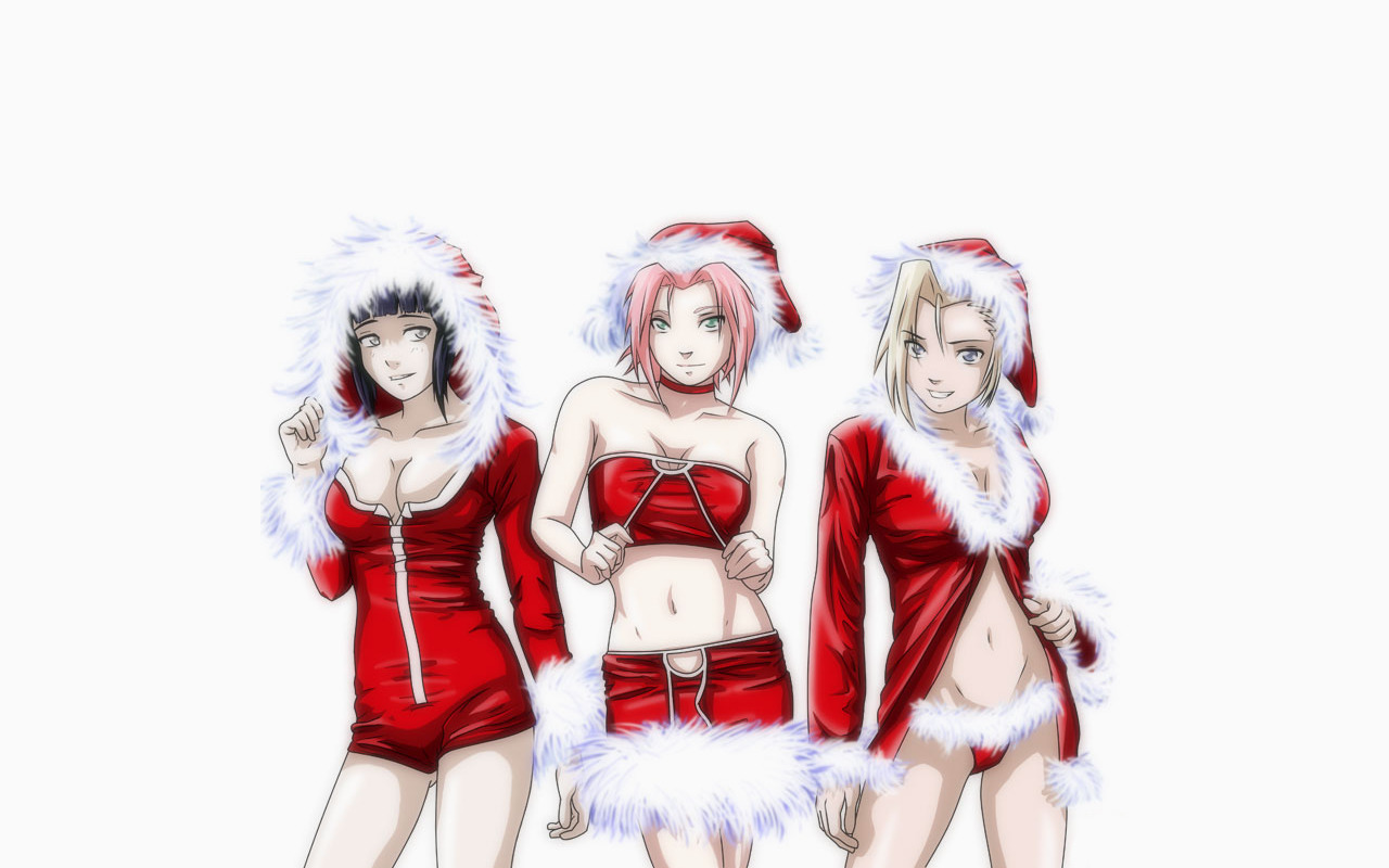 Christmas Wallpaper on Christmas Hyuuga Hinata Ino Yamanaka Santa Outfit Hd Wallpaper Of