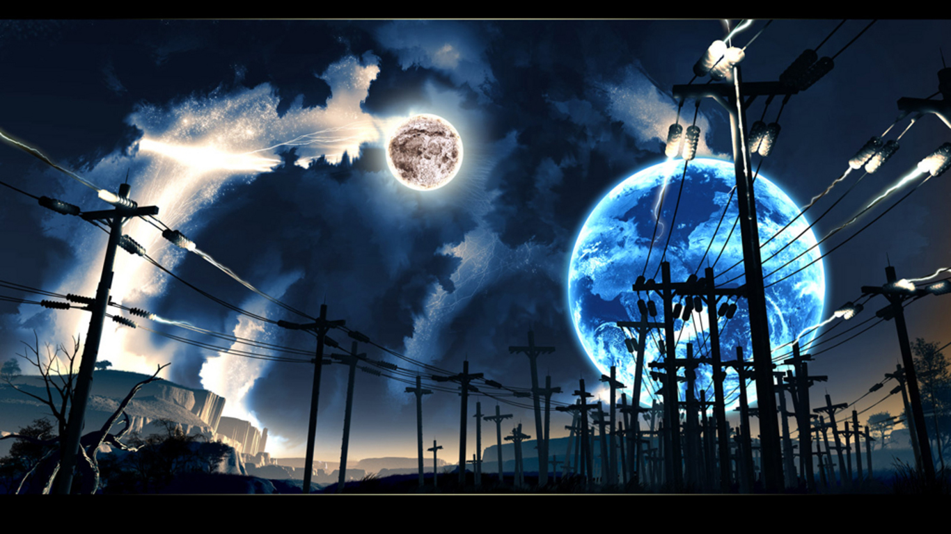 Space Wallpaper on Outer Space Planets Electricity Power Lines Hd Wallpaper Of Space