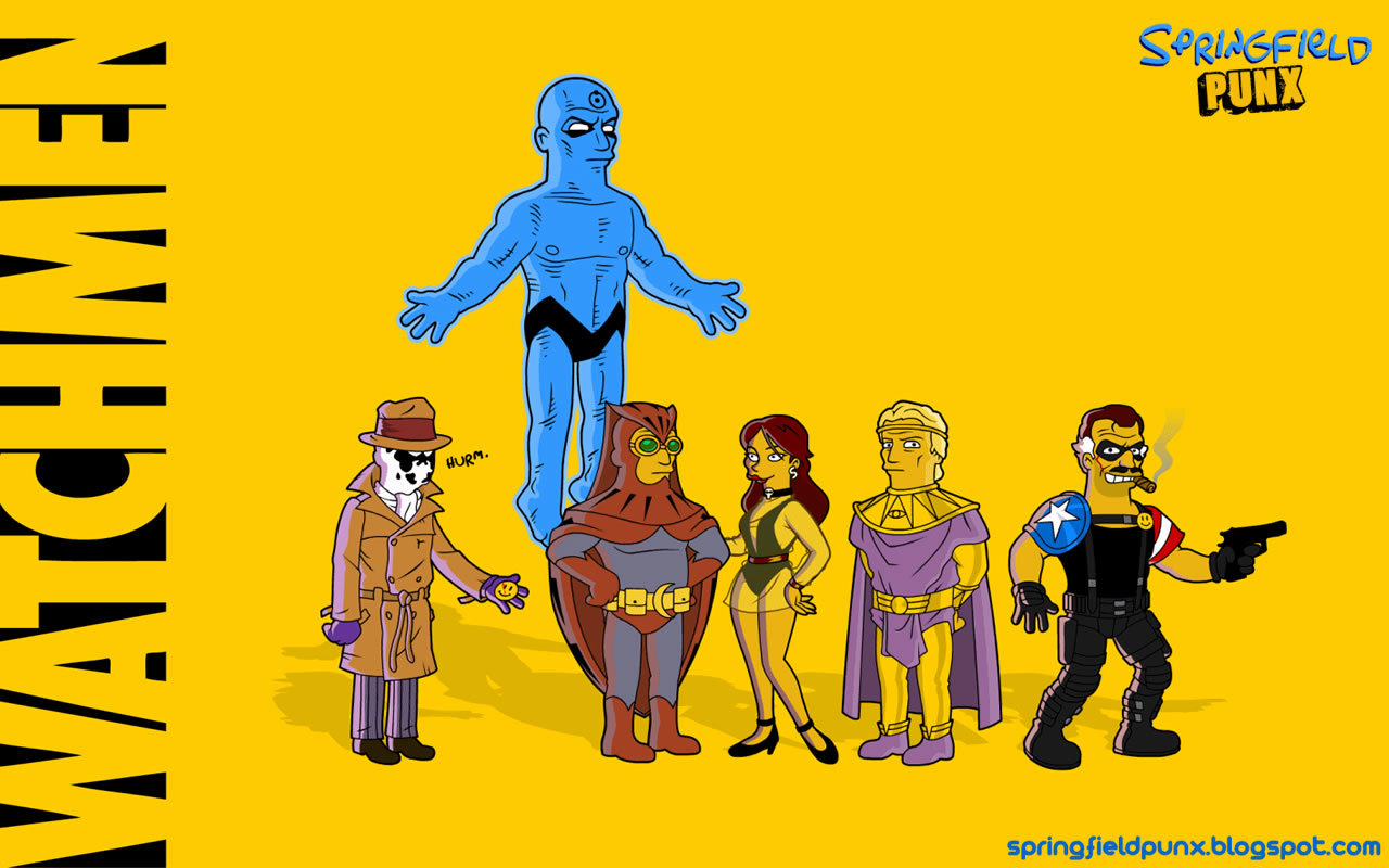  Wallpaper on Watchmen Blue Cars Parody The Simpsons Hd Wallpaper   Movies   Tv