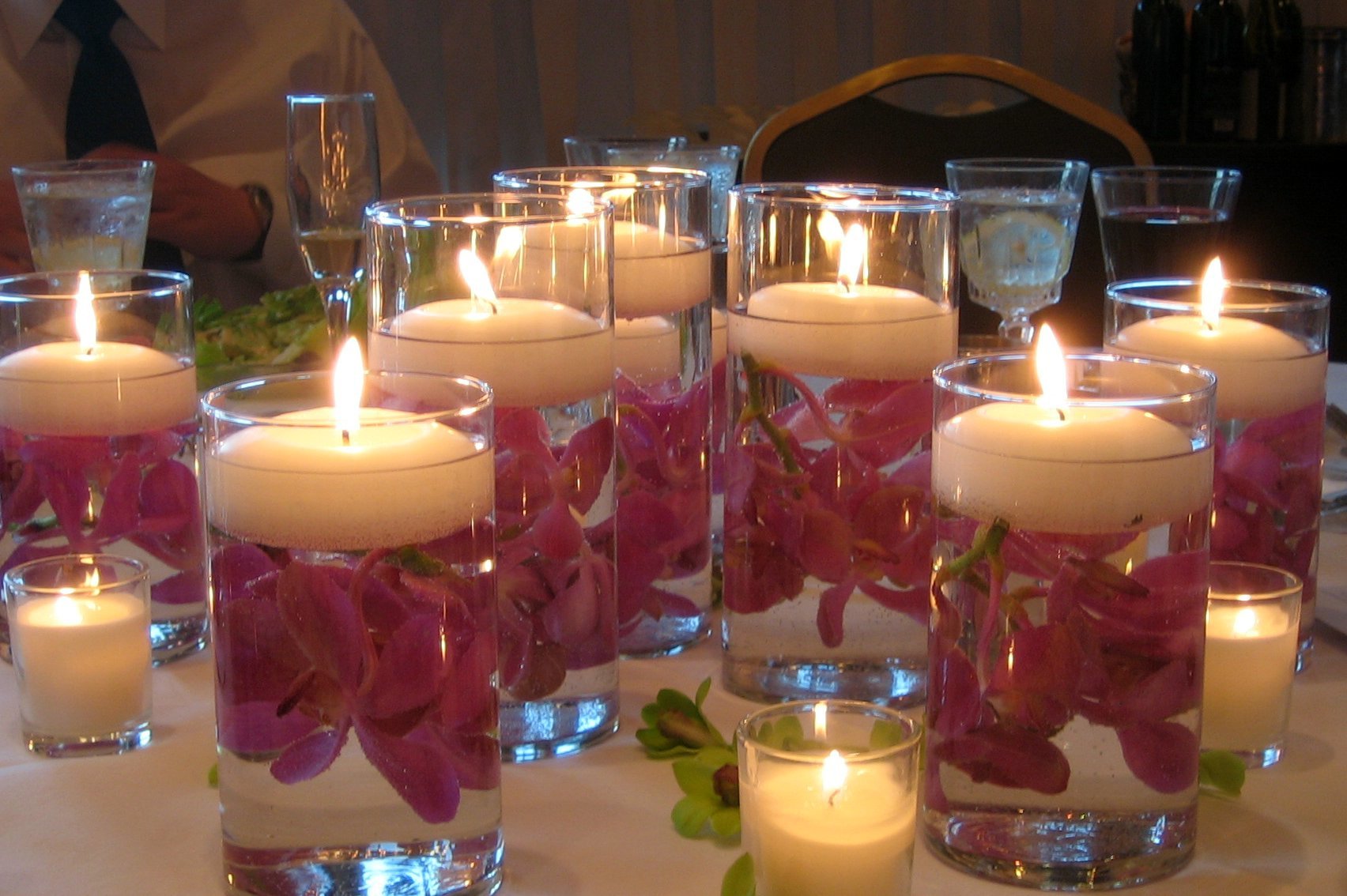 floating wedding candles and