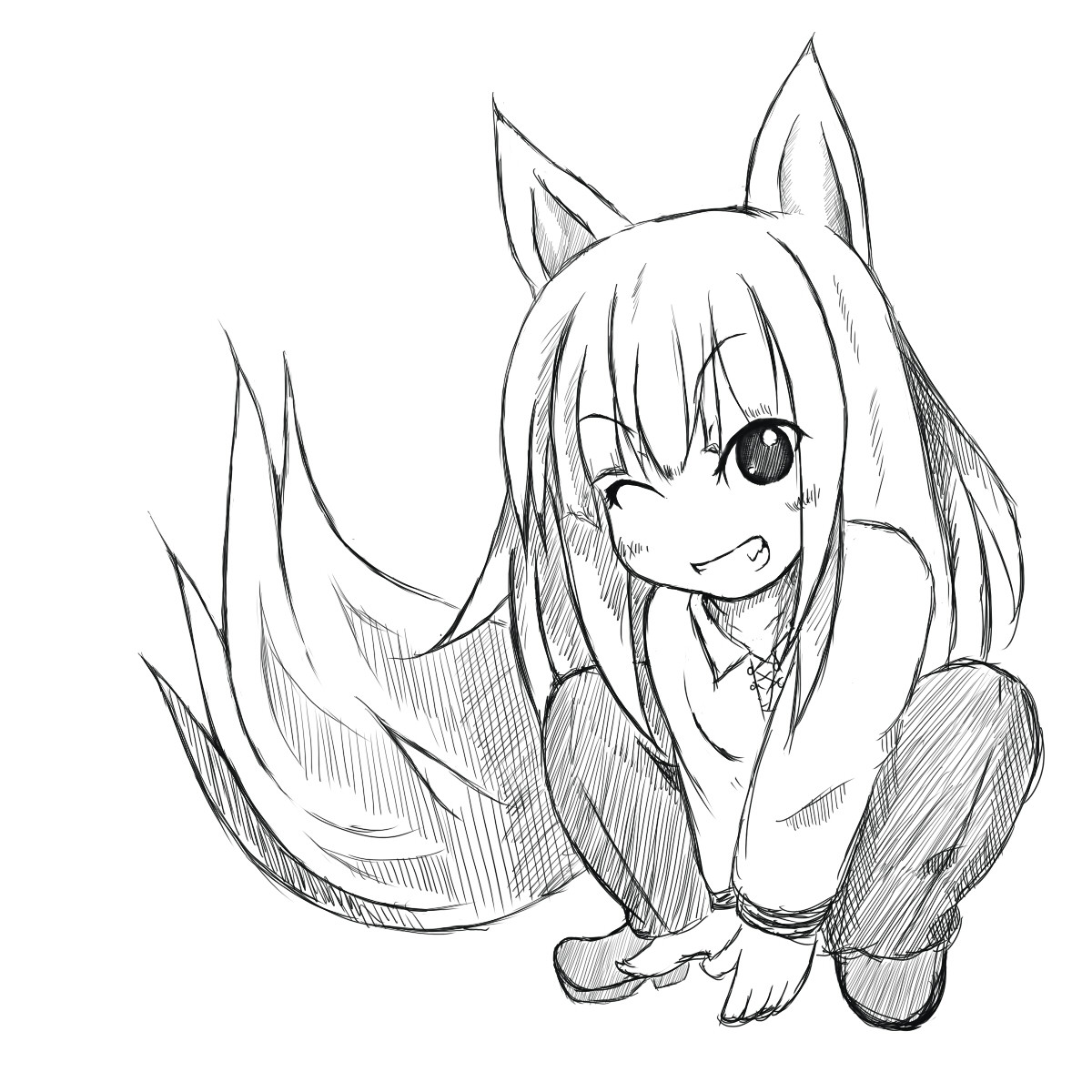 Anime Wolf Sketch