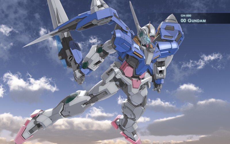 00 Gundam in flight