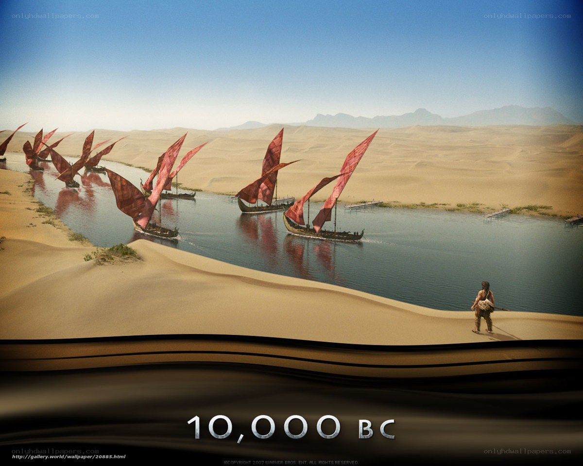 10,000 BC river scene