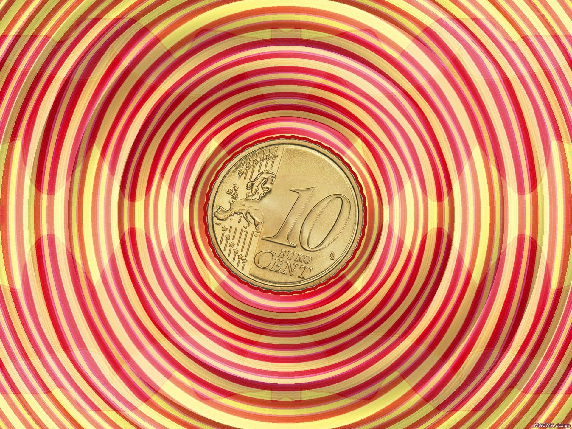 10 Euro Cent coin with spiral pattern