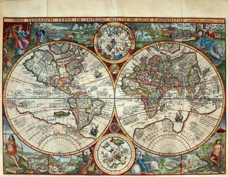 1595 world map by Pietro Plancius
