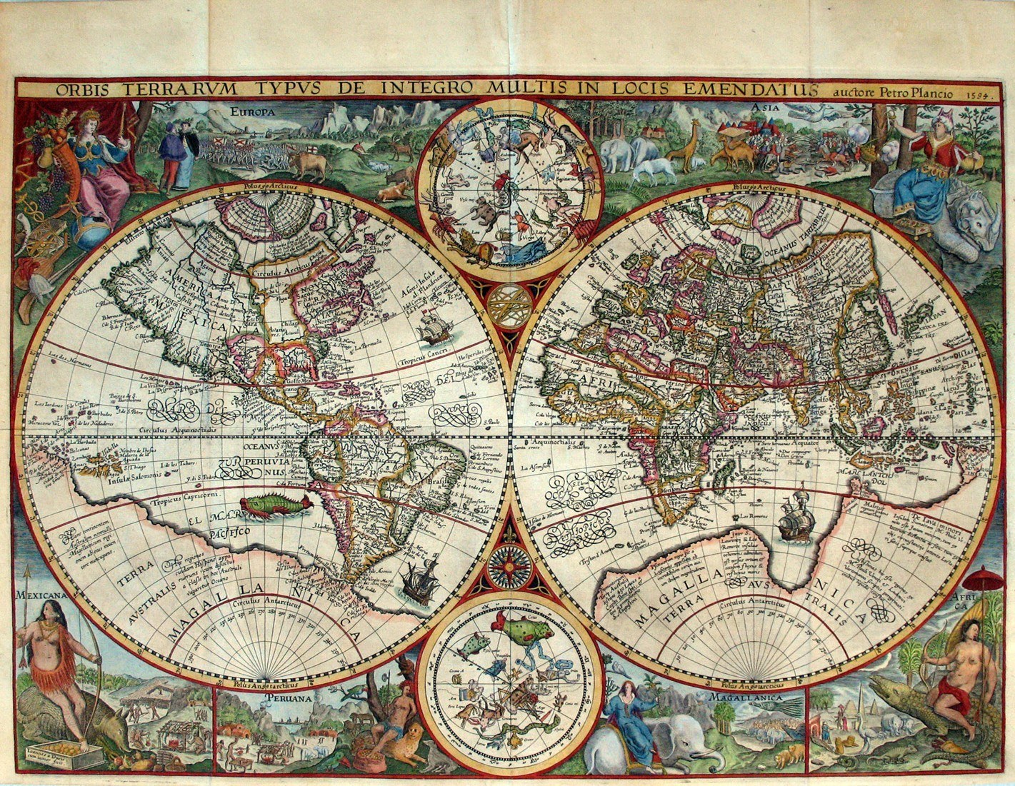 1595 world map by Pietro Plancius