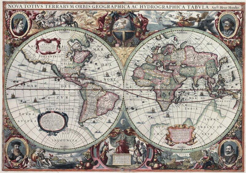 1628 world map by Henricus Hondius
