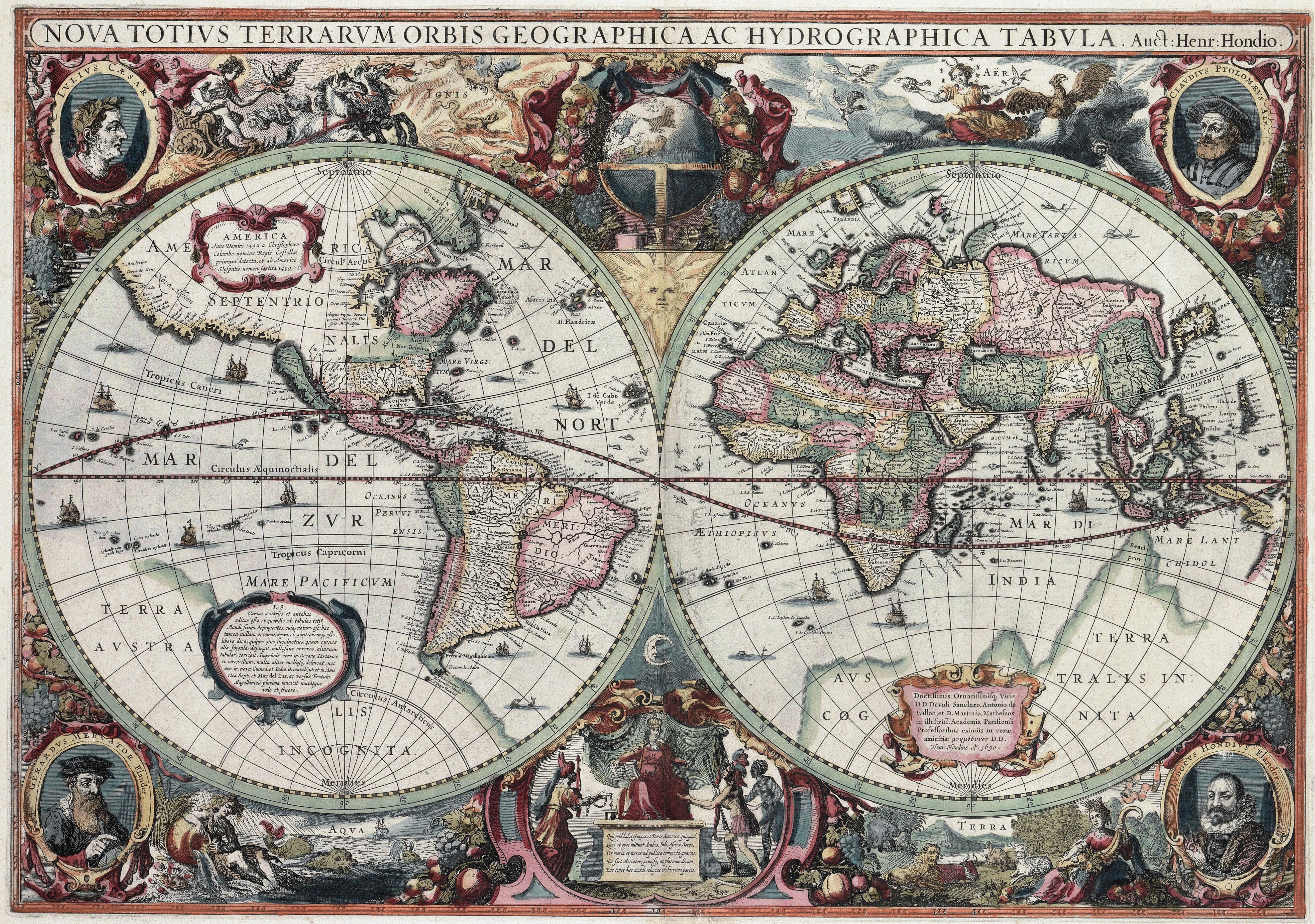 1628 world map by Henricus Hondius