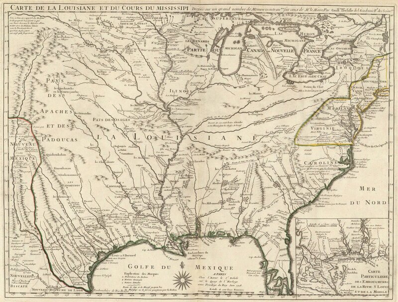 1758 Louisiana and Mississippi map