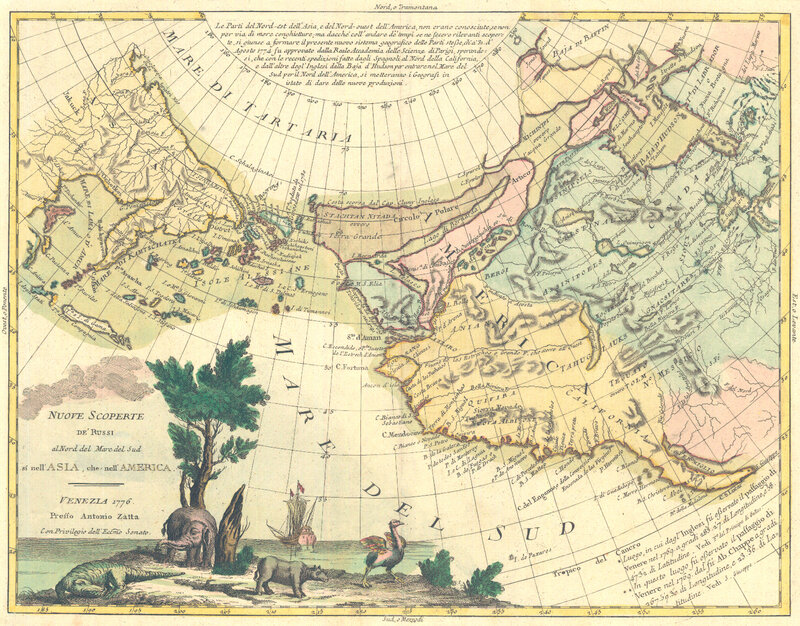 1776 map of Russian discoveries