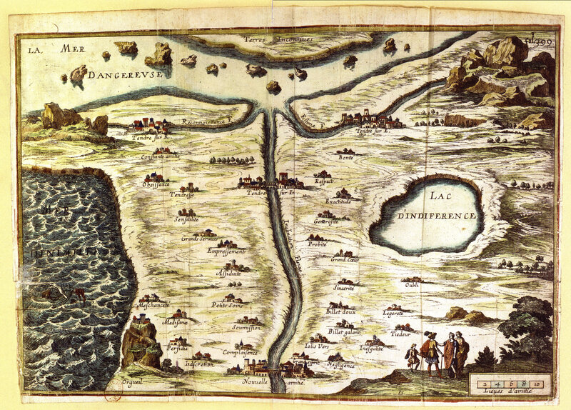 17th-century allegorical map of virtues and vices