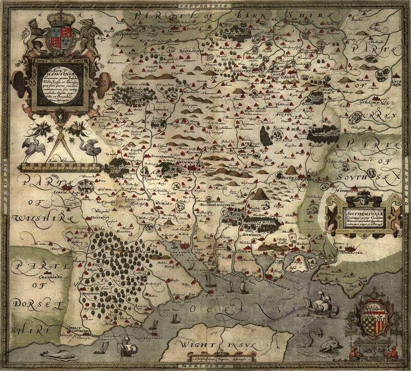 17th-century map of Hampshire