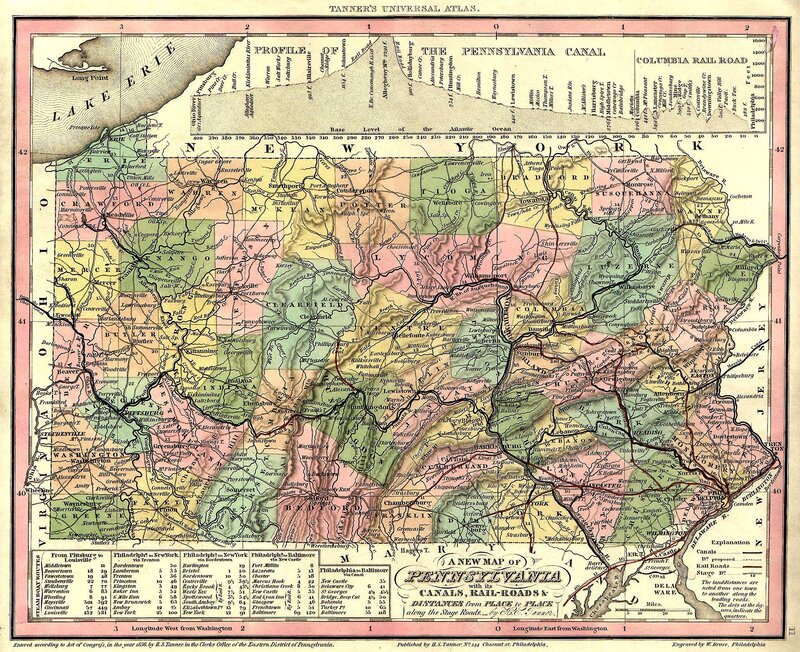 1853 Pennsylvania map