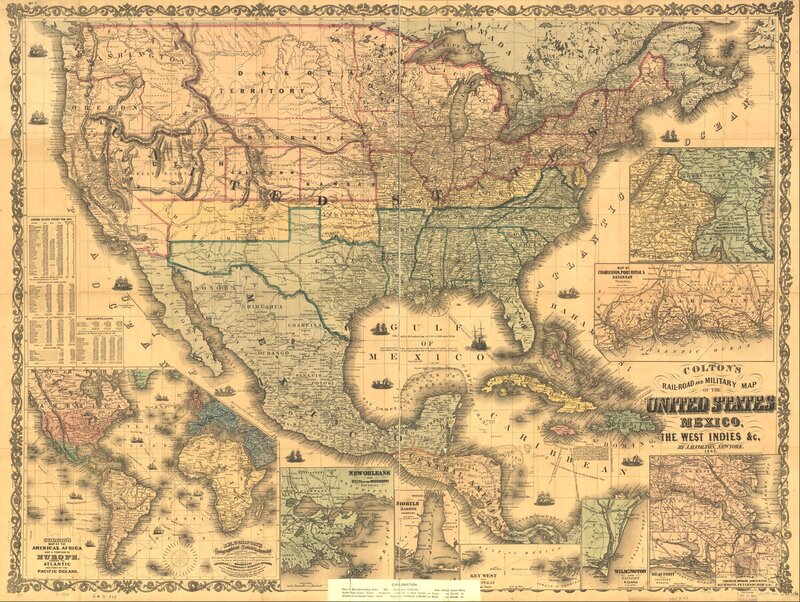 1857 Colton's map of the United States
