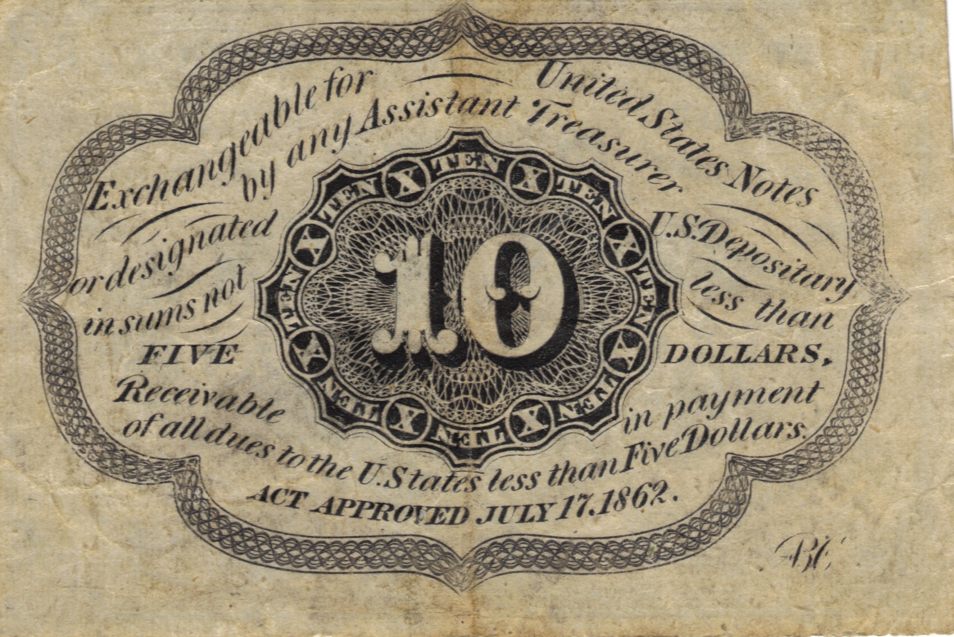 1862 U.S. Ten-Cent Note