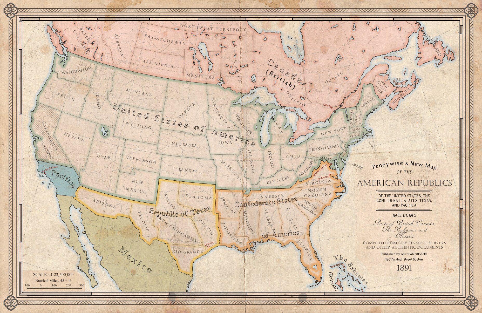 1891 map of American republics