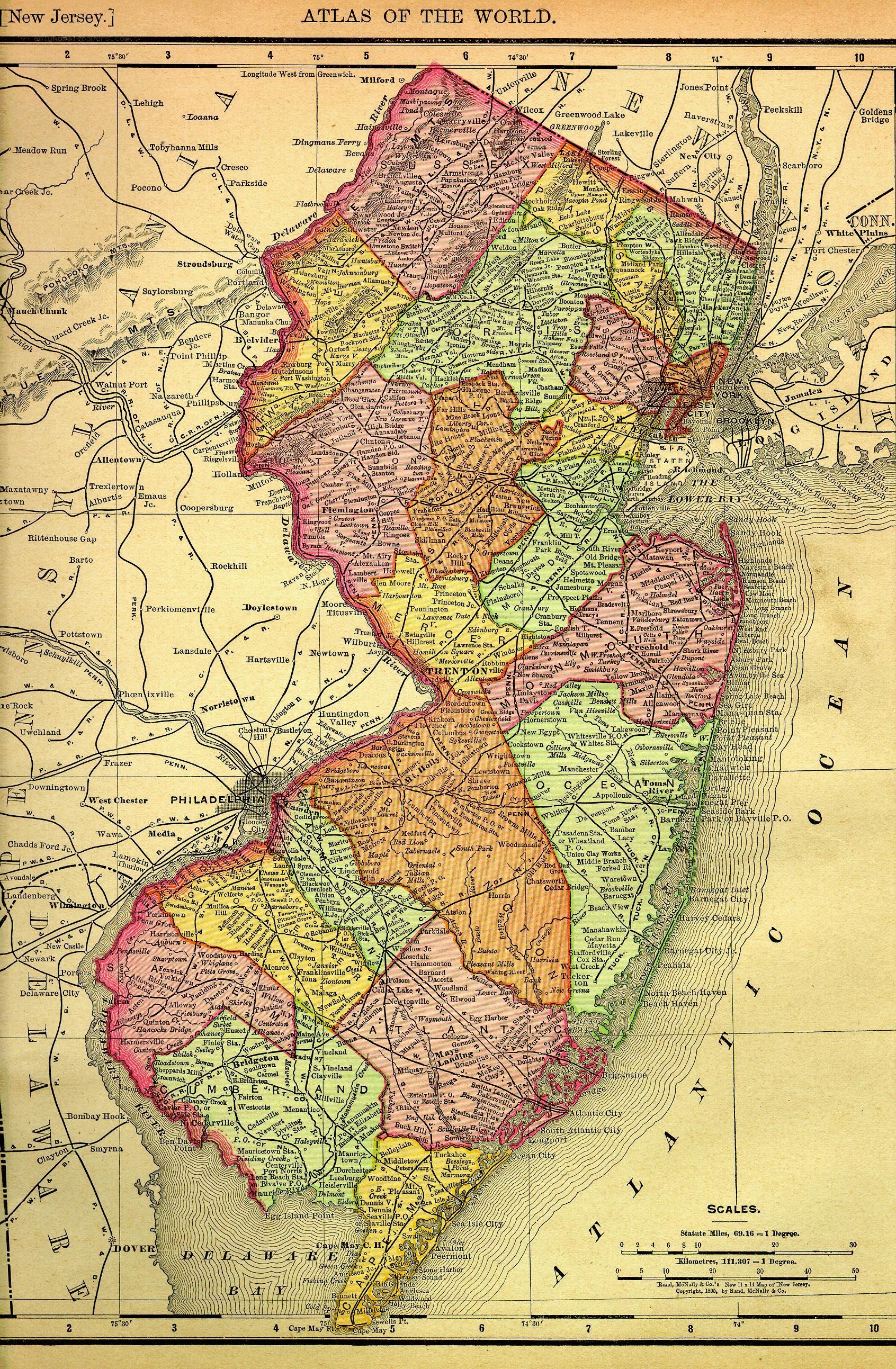 1896 New Jersey map