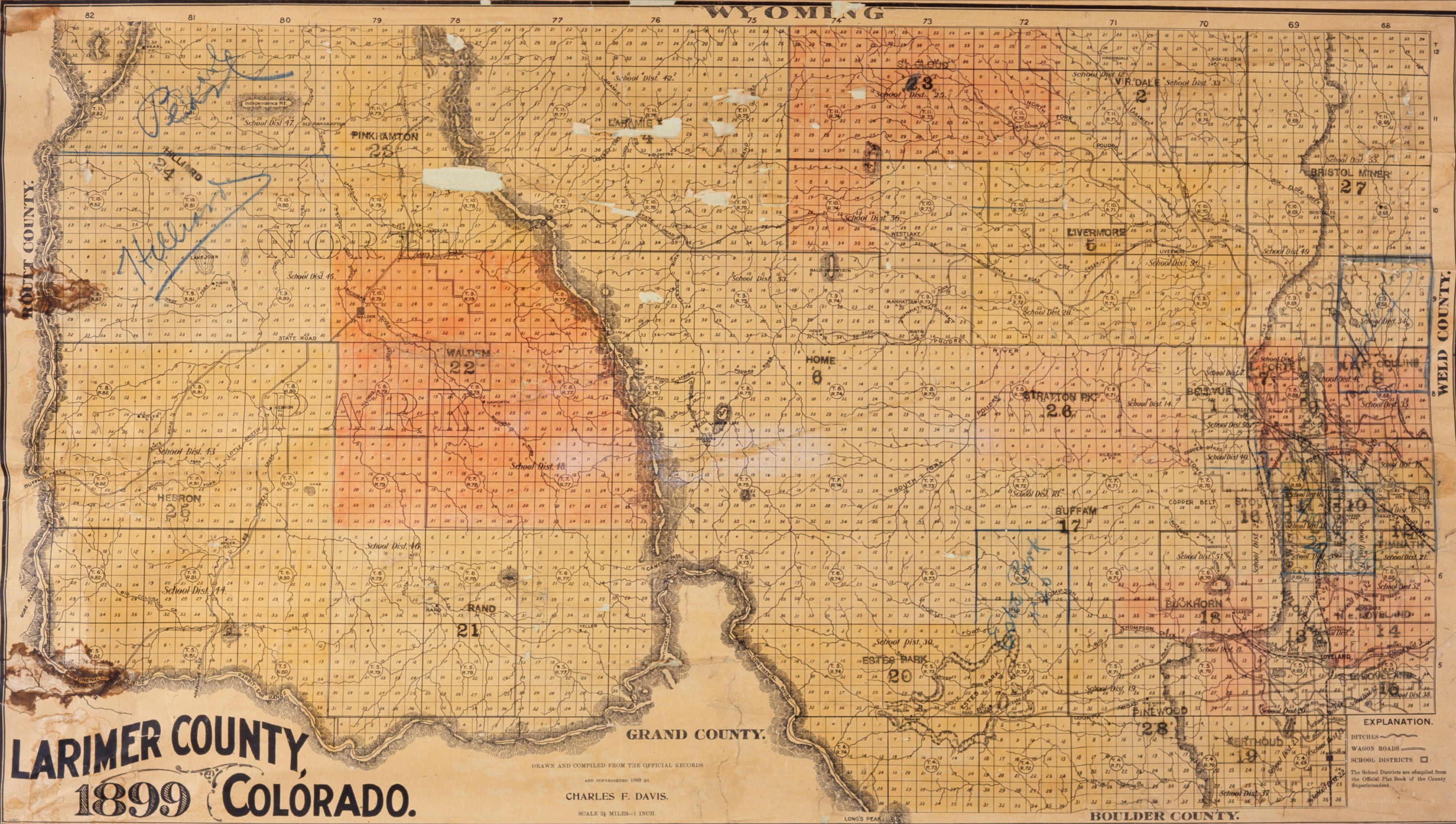 1899 Colorado county map