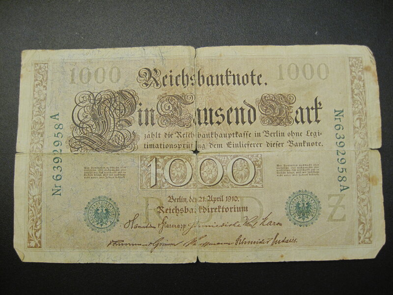1910 German banknote