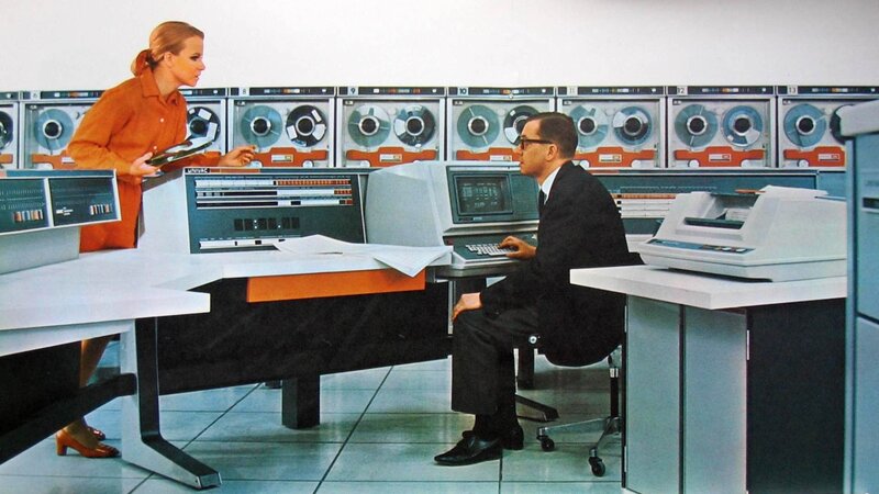 1960s computer room scene