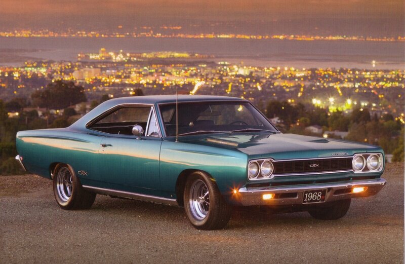 1968 Plymouth GTX at dusk
