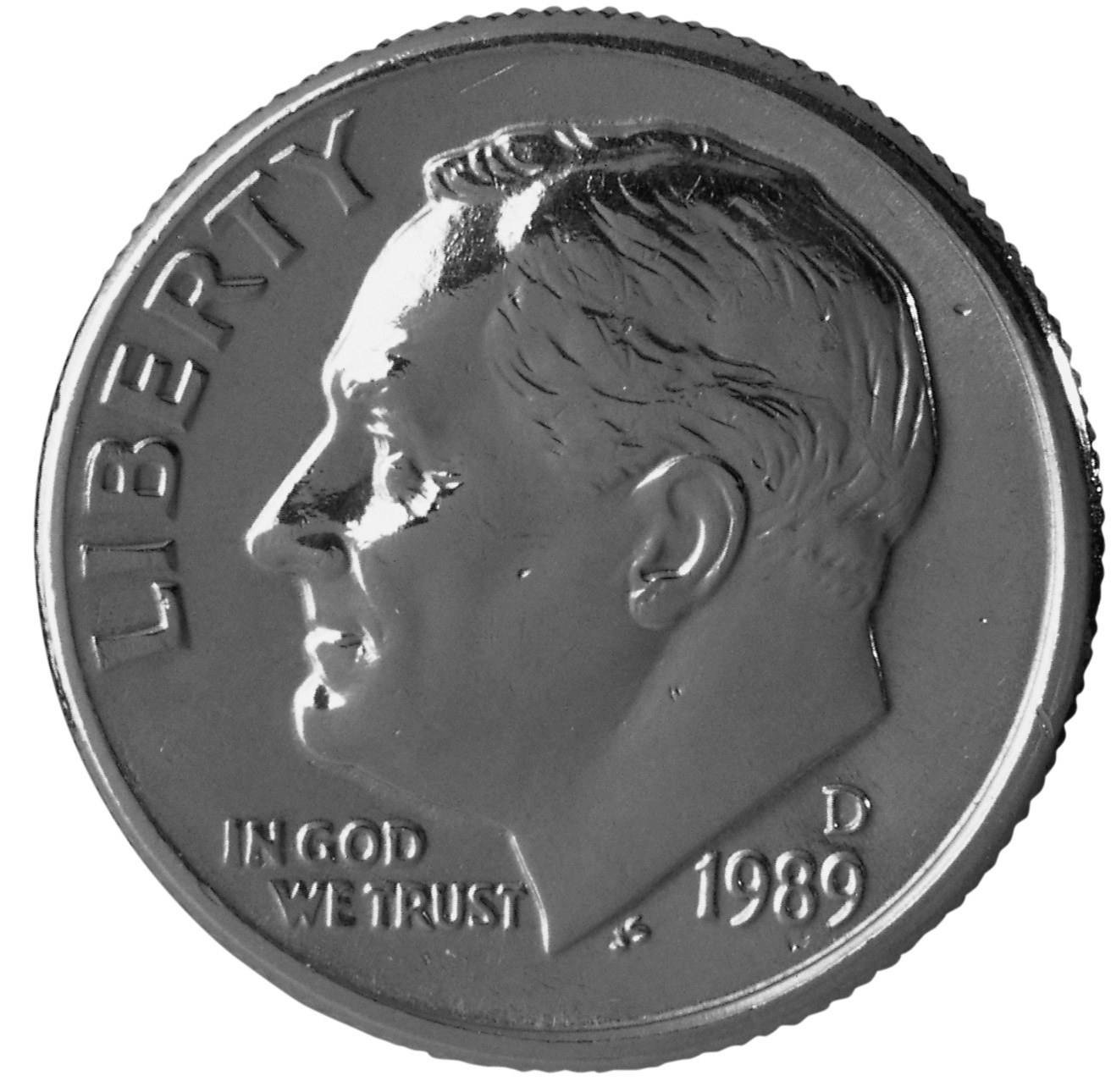 1989 US dime coin
