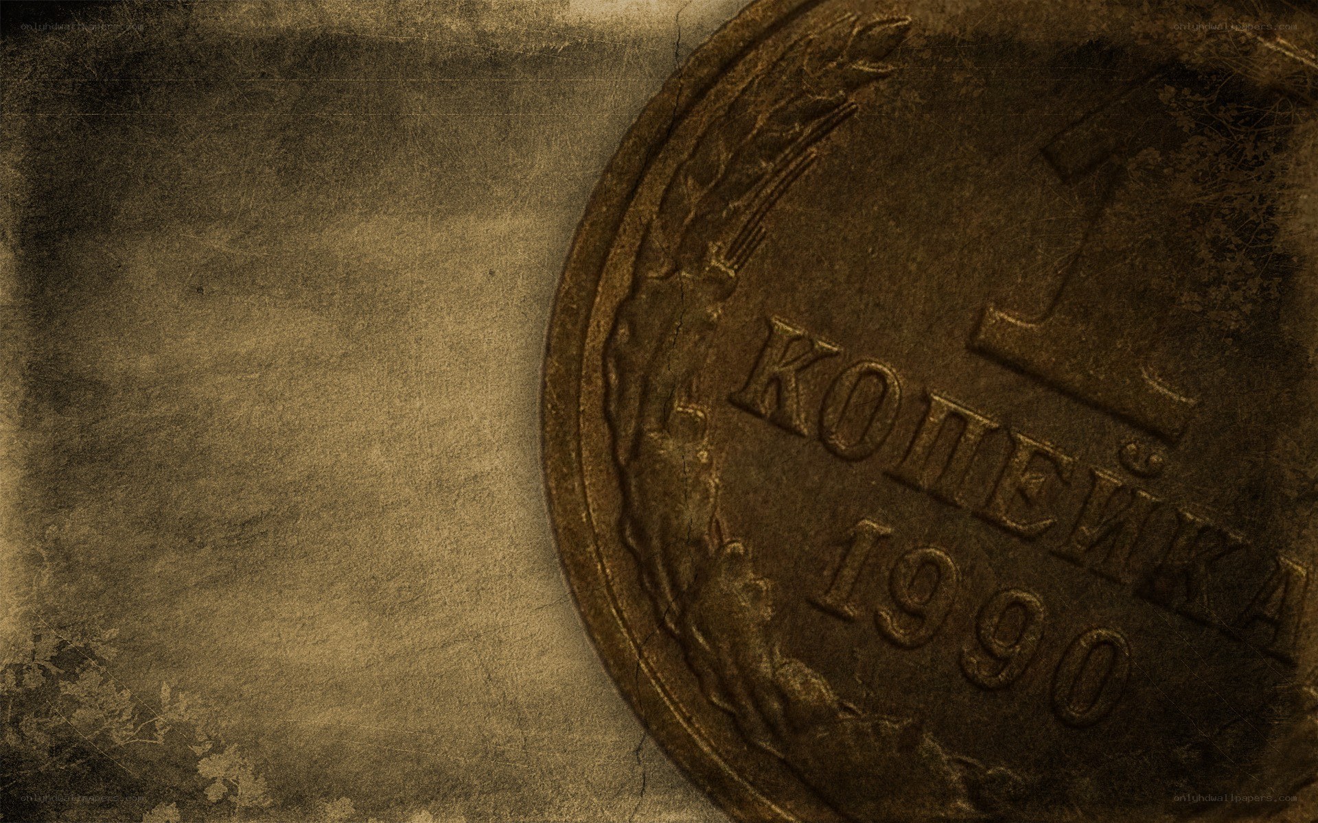 1990 coin on textured background