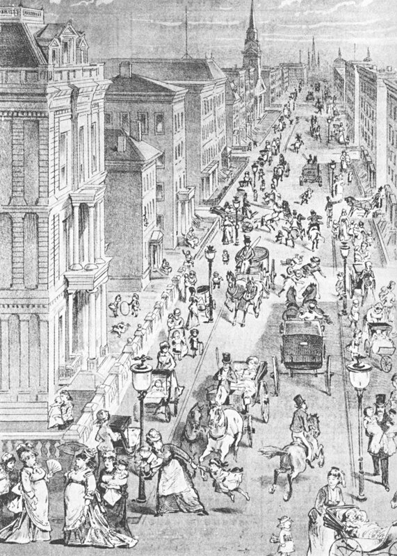 19th-century city street scene