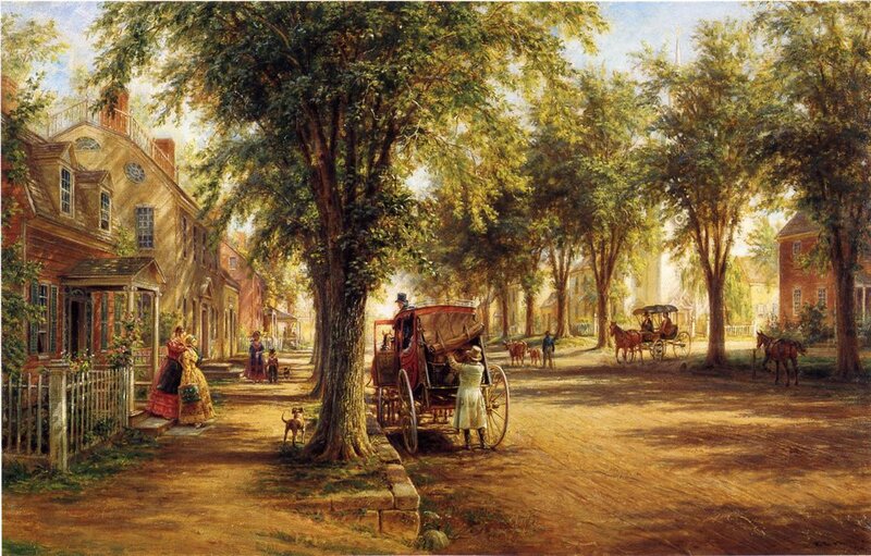 19th-century town street scene