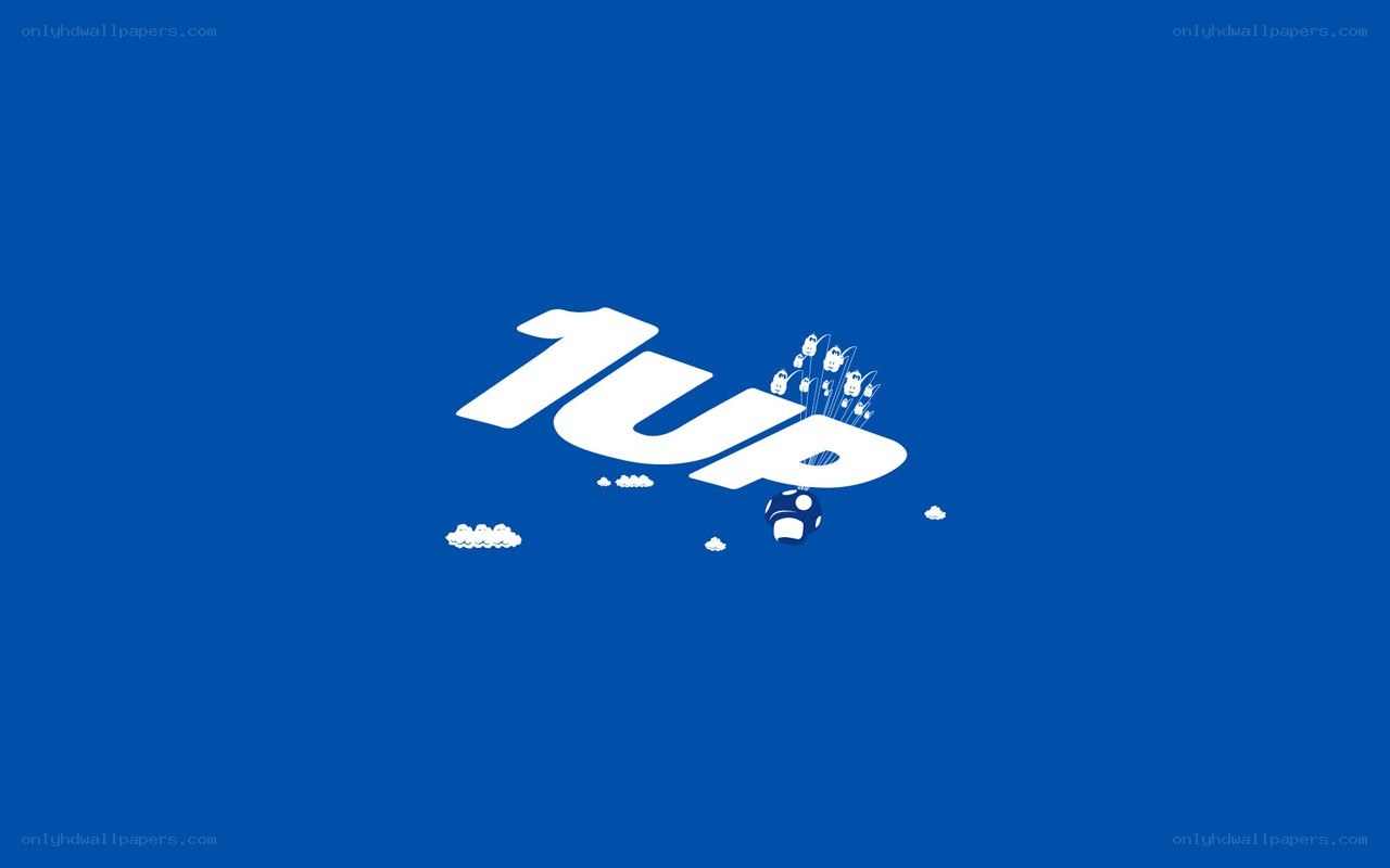 1UP logo with mushrooms