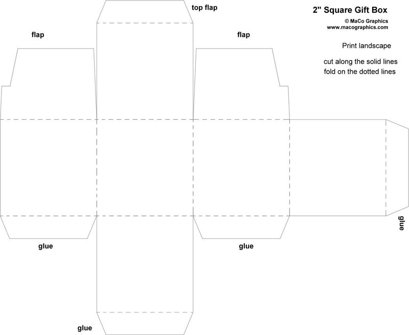 2-inch square gift box template