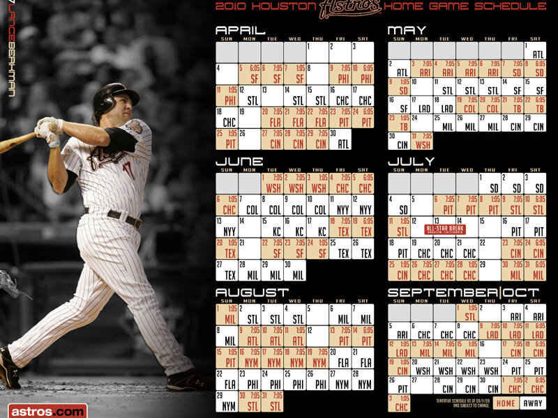 2010 Astros Game Schedule