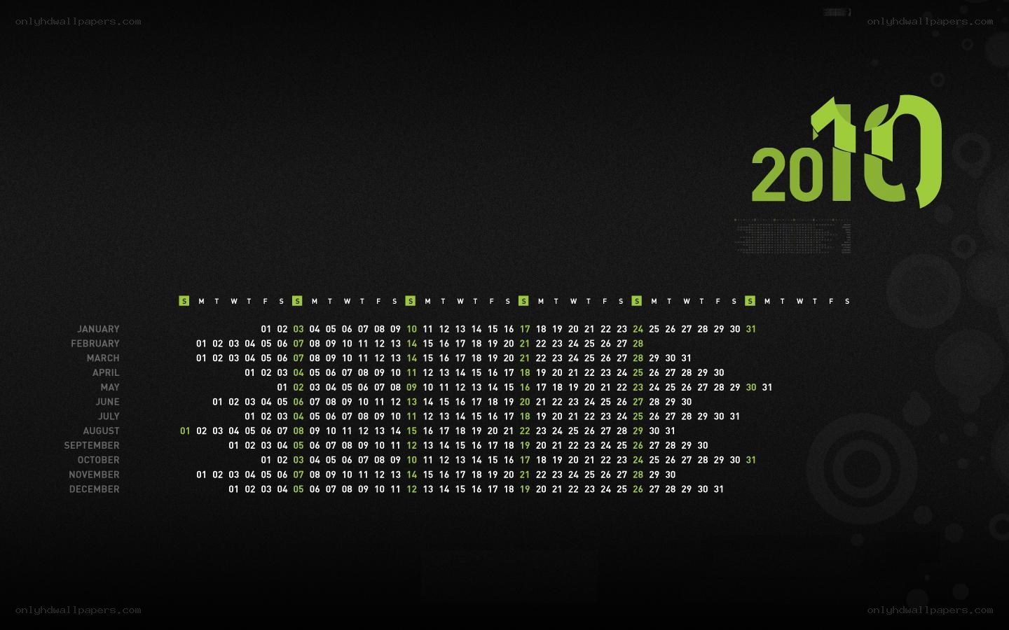 2010 calendar wallpaper