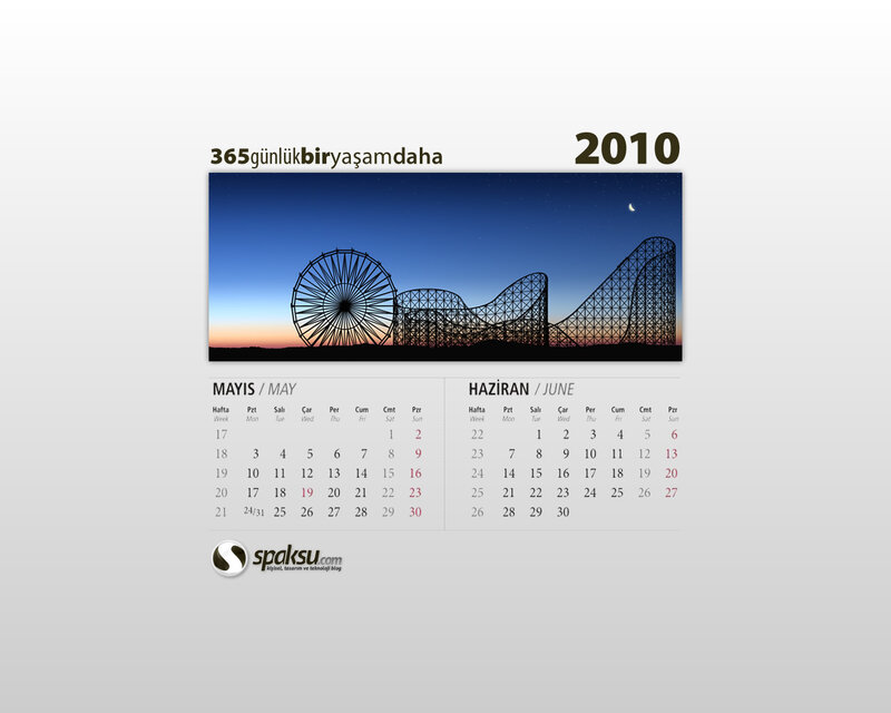 2010 calendar with amusement park