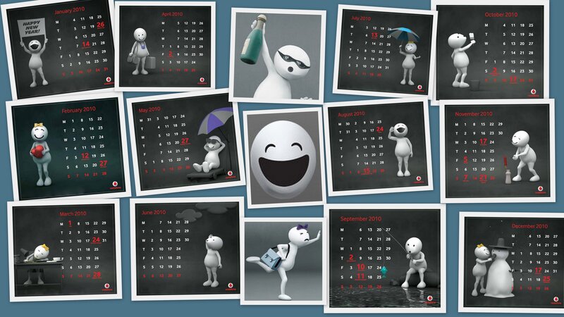 2010 calendar with cartoon characters