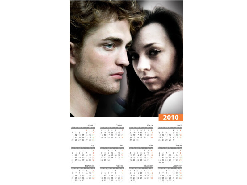2010 calendar with celebrity photo