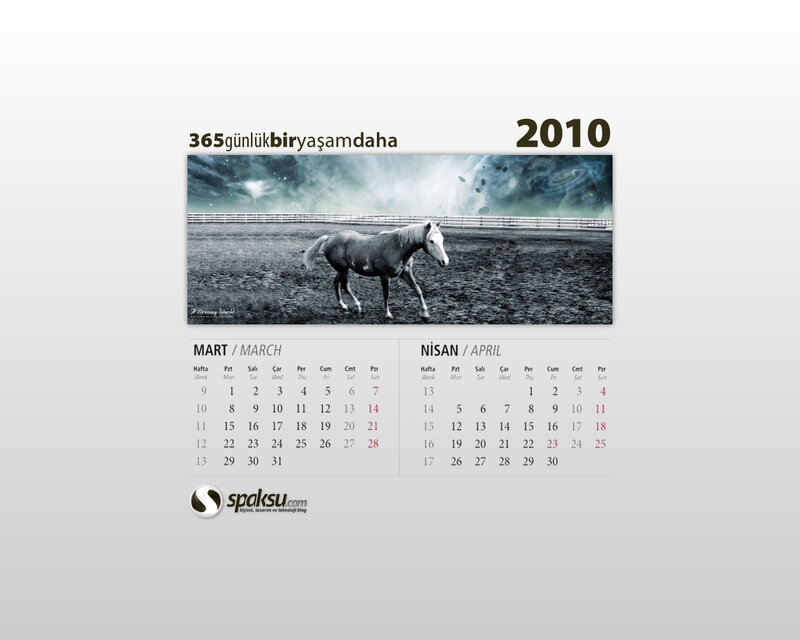 2010 calendar with horse