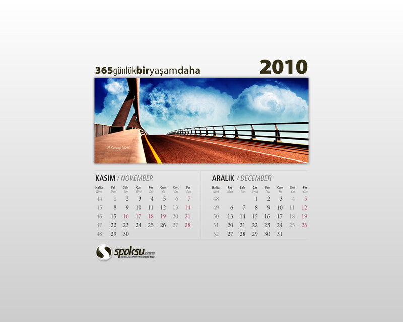 2010 calendar with road image