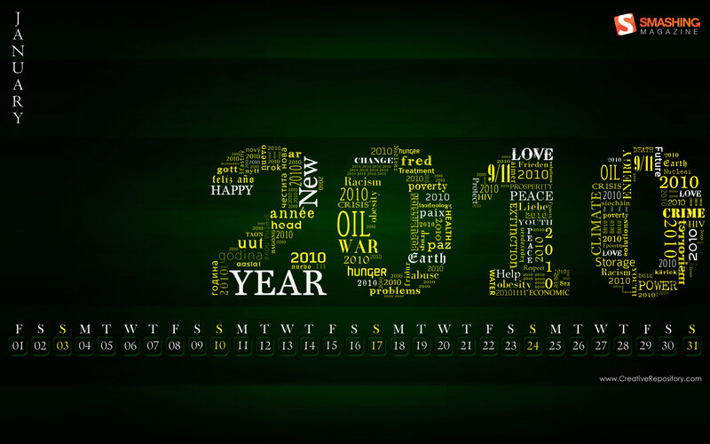 2010 calendar word cloud