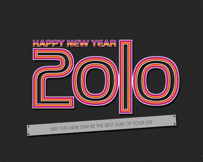 2010 New Year Graphic — Black, Celebratory