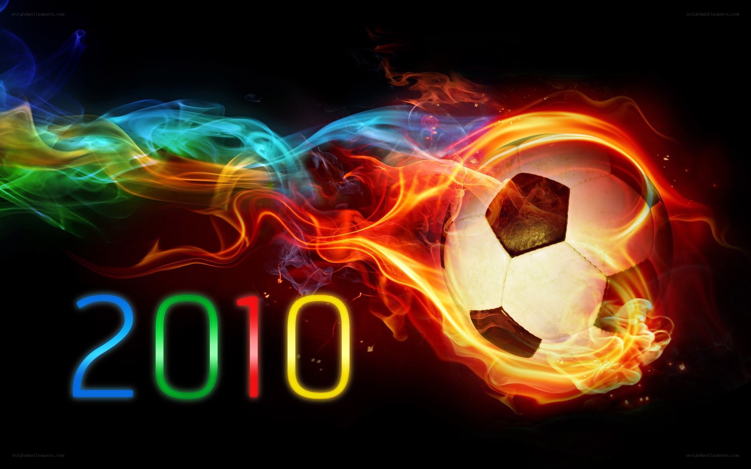 2010 soccer ball with flames