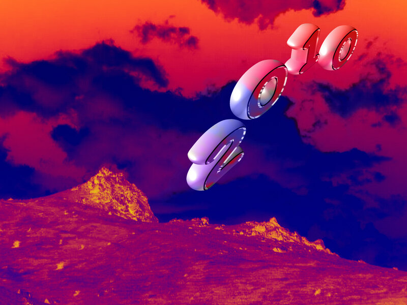 2010 text over mountain landscape