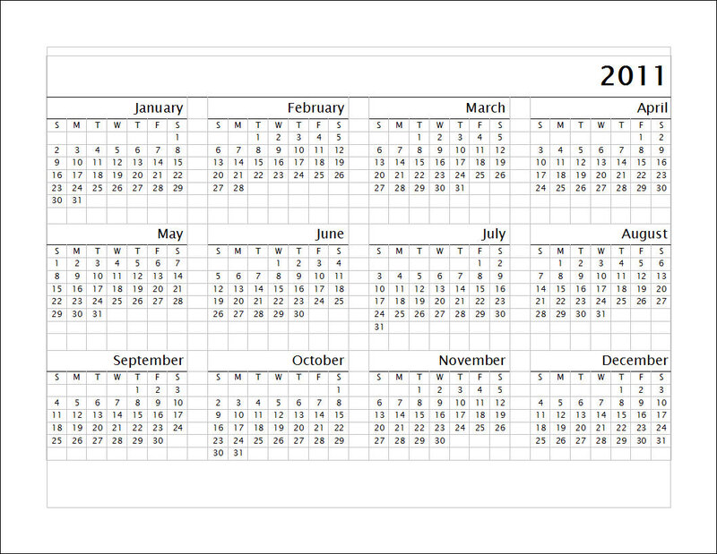 2011 Calendar Grid