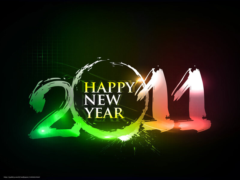 2011 New Year Text — Green, Celebratory