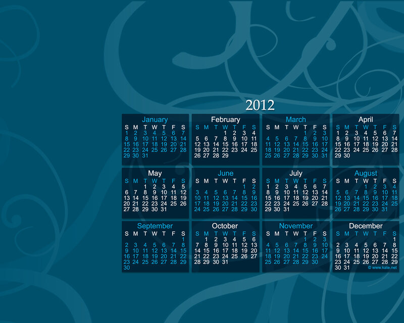 2012 Calendar Grid