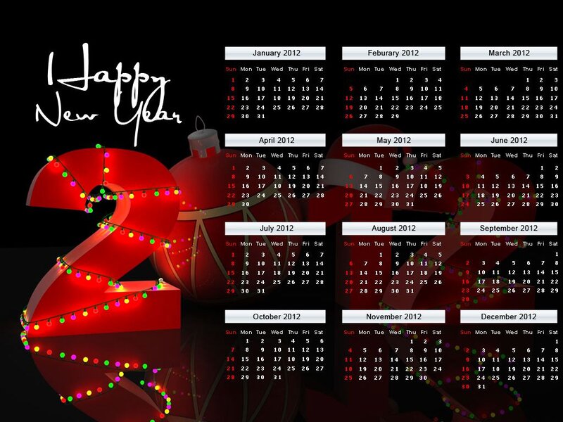 2012 Calendar with Ornaments