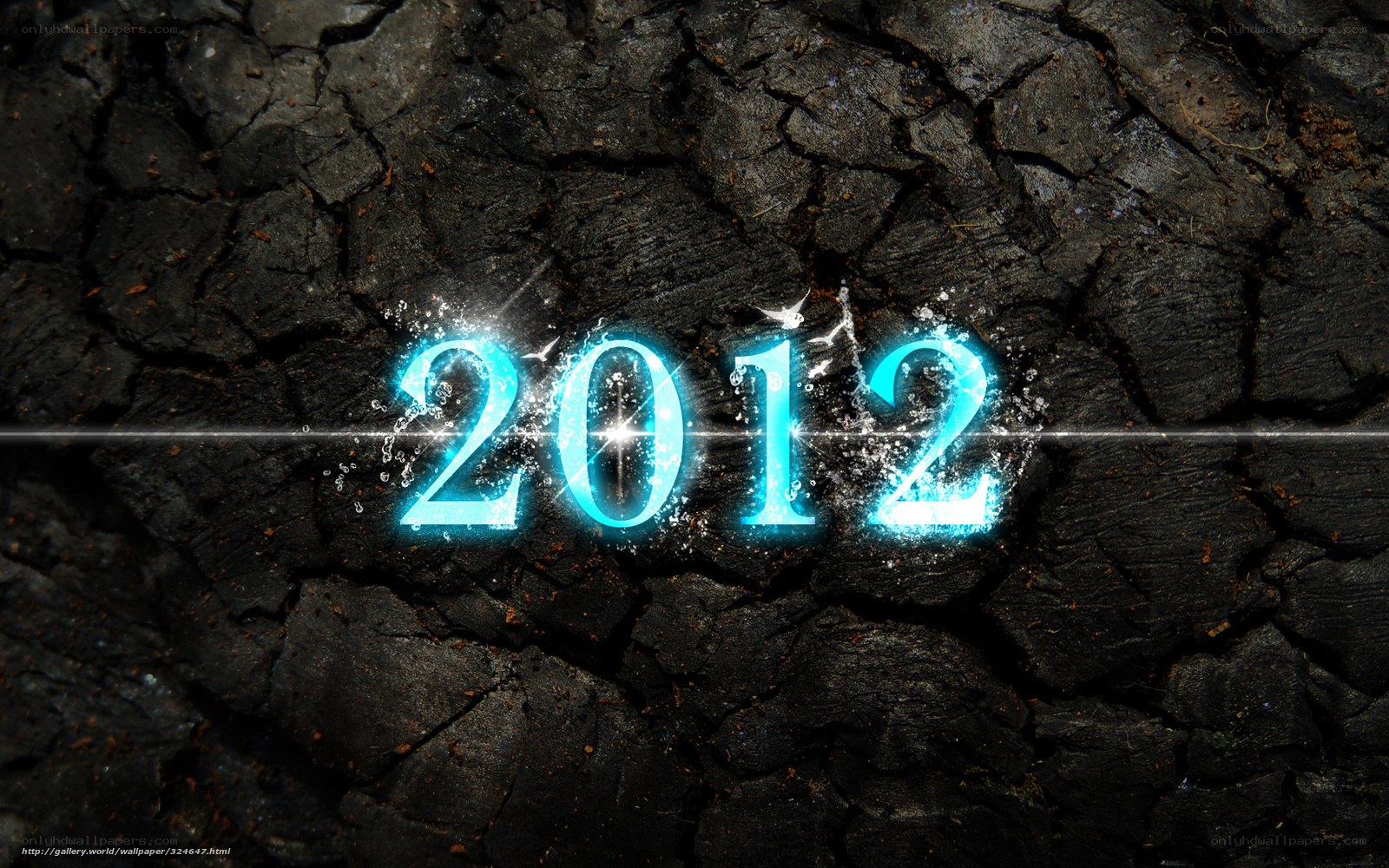 2012 glowing text on cracked earth