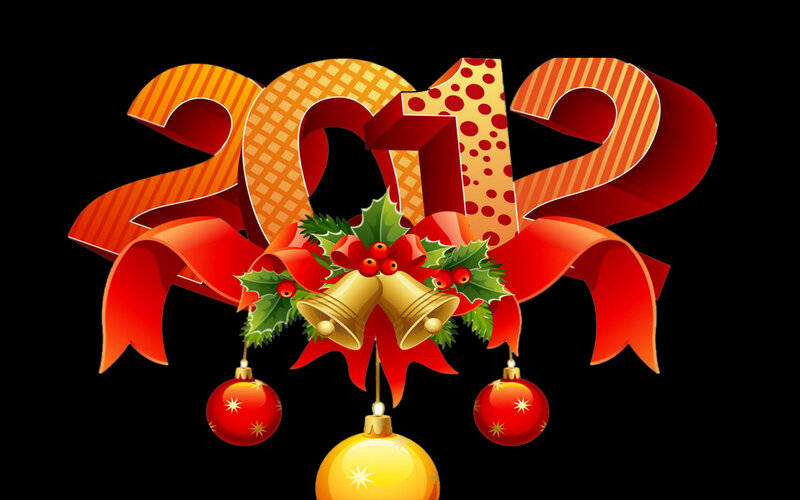 2012 Holiday Decoration — Red, Festive, Winter, Vector Art, Holly