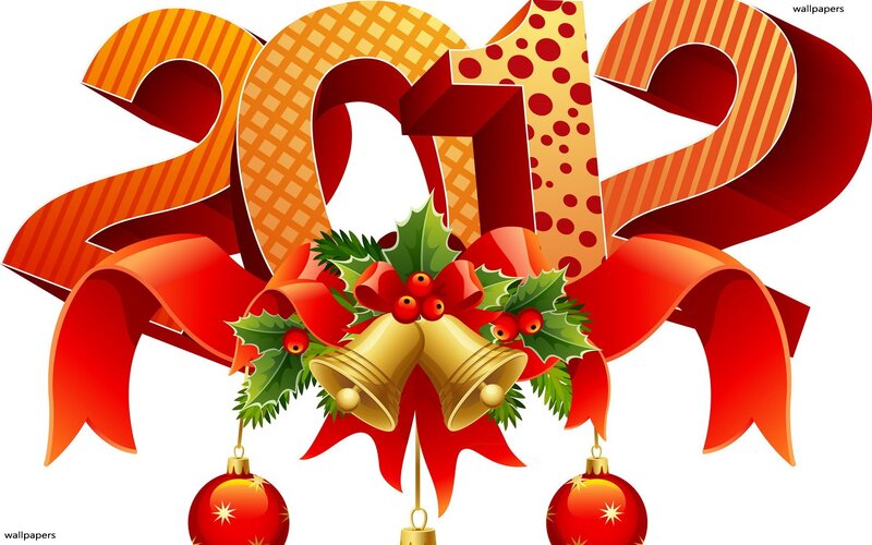 2012 Holiday Decoration — Red, Festive, Winter, Vector Art