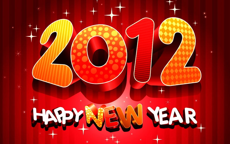 2012 New Year Graphic — Red, Festive